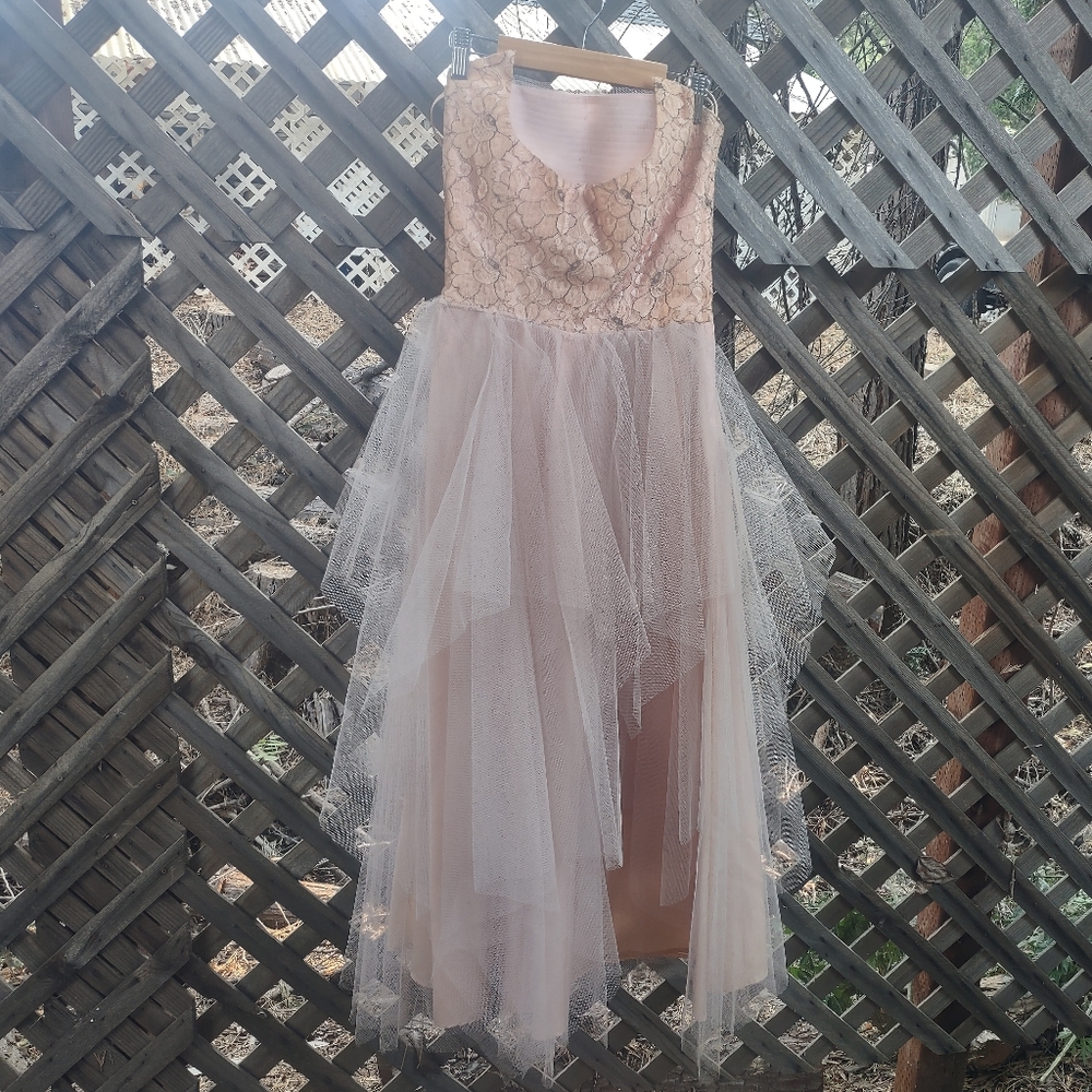 60+ Days Old* VTG Pink Formal Tulle Strapless Dress - Picture 2 of 16
